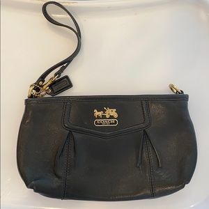 Black leather coach wristlet
